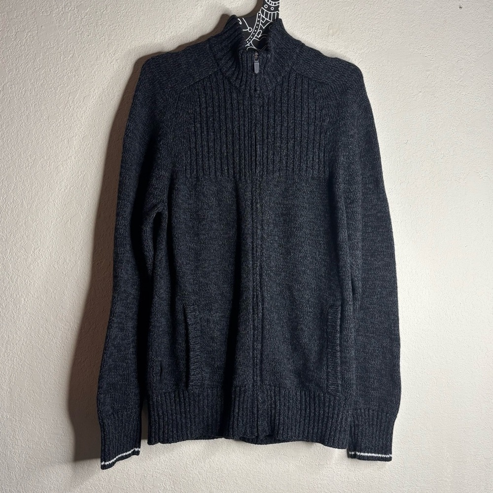 Icebreaker Spire long sleeve Cardigan Sweater charcoal gray merino wool large